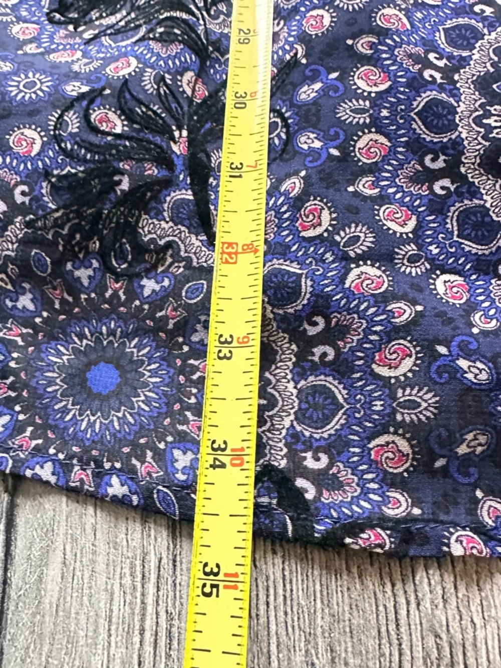 Francesca's Collections Paisley Blue Rain Dress Bell Sleeves Boho Size Medium - Picture 7 of 7